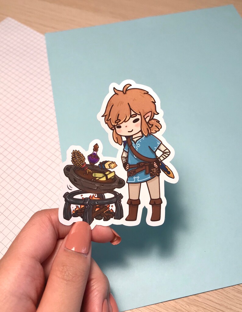 Breath of The Wild Link Cooking Waterproof Vinyl Sticker || Legend of Zelda 