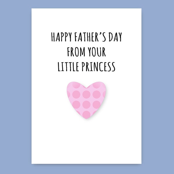 Father’s Day Card - From Your Little Princess - Thank You For Being My Daddy - Super Cute - Pink Heart - A5+A6 - Baby, Toddler, Little Girl