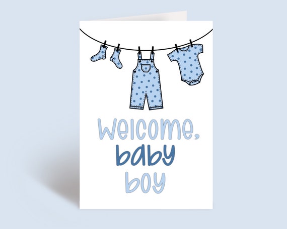 Nouvelle carte de félicitations de naissance pour bébé garçon