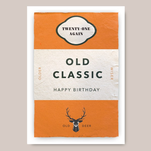 Geburtstagskarte - Spaß - Buch Stil - Alter Klassiker - Happy Birthday - Twenty-One filled - Für Ihn Für Sie - Orange - Buchliebhaber, Leser - A5 A6