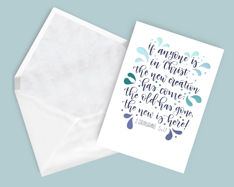 Baptism Card Adult Baptism Card Bible Verse Christian Etsy