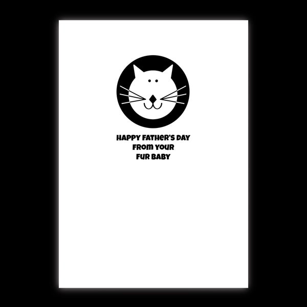 Father’s Day Card From A Cat - Happy Father’s Day From Your Fur Baby - Black & White Hand Drawn Cartoon - Pet Card - Animal - A5 + A6