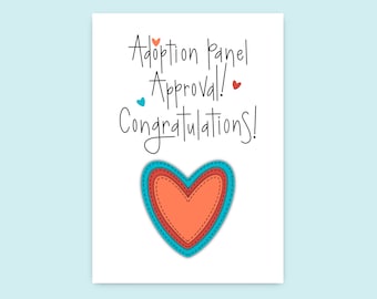 Adoption Panel Approval Congratulations Card - So Happy For You - Hand-Drawn Hearts Stitched Together - Adoption Is Love - A5 & A6