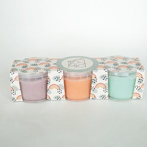 SET of 3//Lila, peach orange, pastel blue playdough