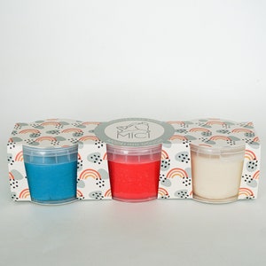 SET of 3//Blue, red, white playdough