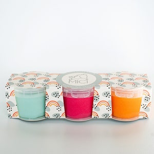 SET of 3//Pastel blue, bright pink, orange playdough