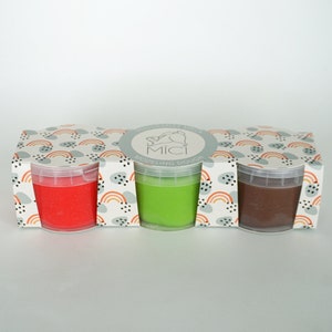 SET of 3//Red, brown, green playdough