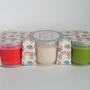 SET of 3//Red, white, green playdough