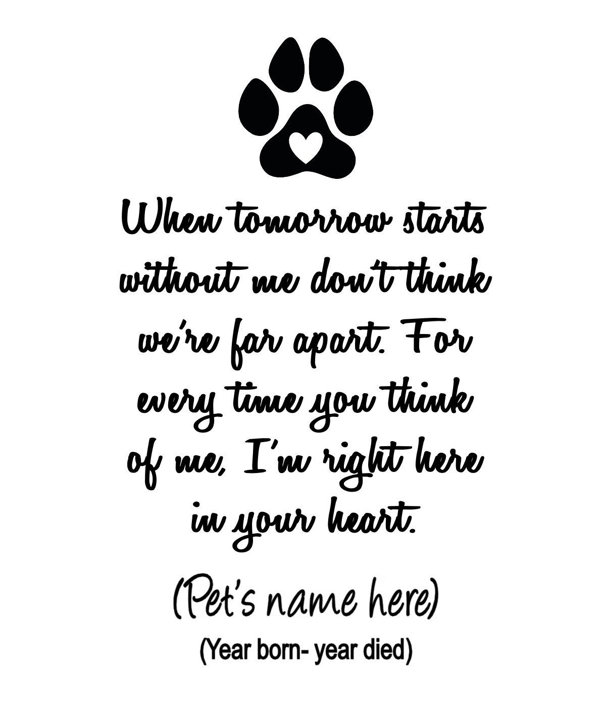 Buy Pet Memorial Vinyl Decal Quote Pet Loss Rainbow Bridge Dog ...