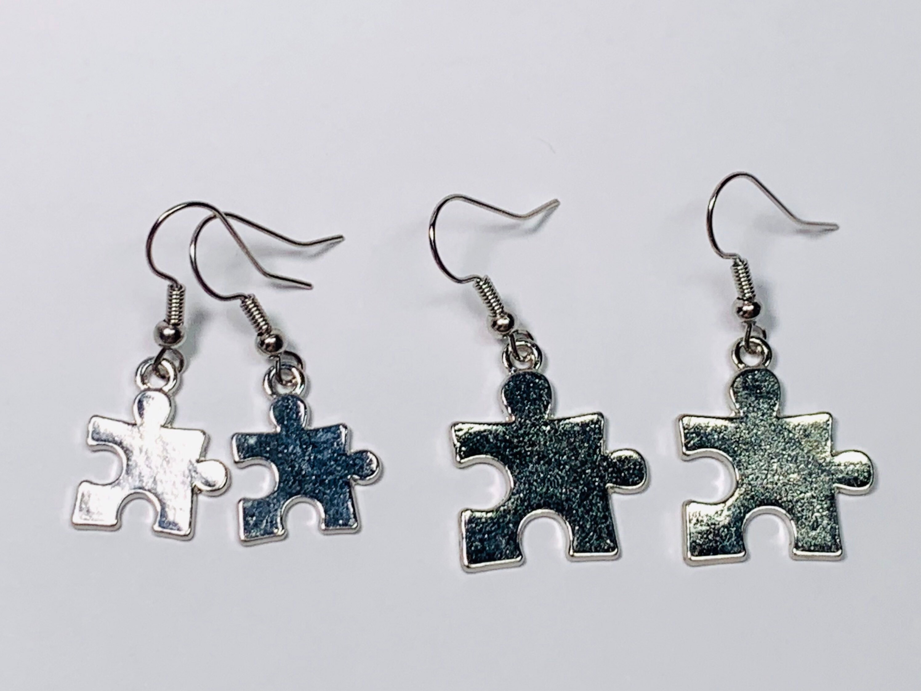 Silver Autism Awareness Dangle Earrings Puzzle Piece - Etsy UK