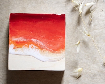 Quadro mare, dipinto su legno, quadro in resina, onde mare, tramonto al mare, decorazione legno da parete, mare dipinto, arredo casa