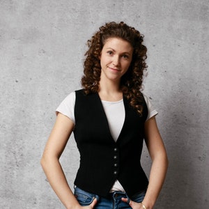 vest waistcoat Scudetto Women's Vest No 1 Papavero Donna black wool floral handmade image 2