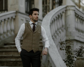 vest waistcoat Scudetto Vest No 12 AMANTE brown wool WEDDING OUTFIT handmade