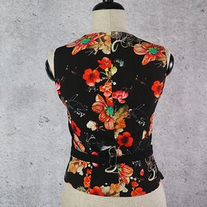 vest waistcoat Scudetto Women's Vest No 1 Papavero Donna black wool floral handmade image 7