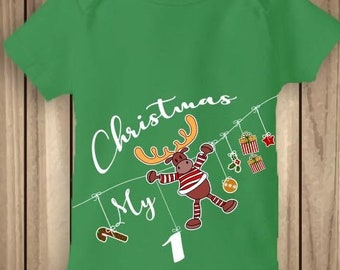 My First Christmas SVG, Baby first Christmas Bodysuit, Graphic File for Sublimation Printing