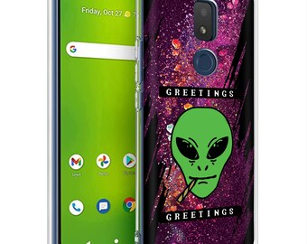 Glass Screen Protector Incl Alien Smoking Weed Print Flexible Clear Phone Case for Motorola Moto G Pure Light Weight Anti-Scratch,USA