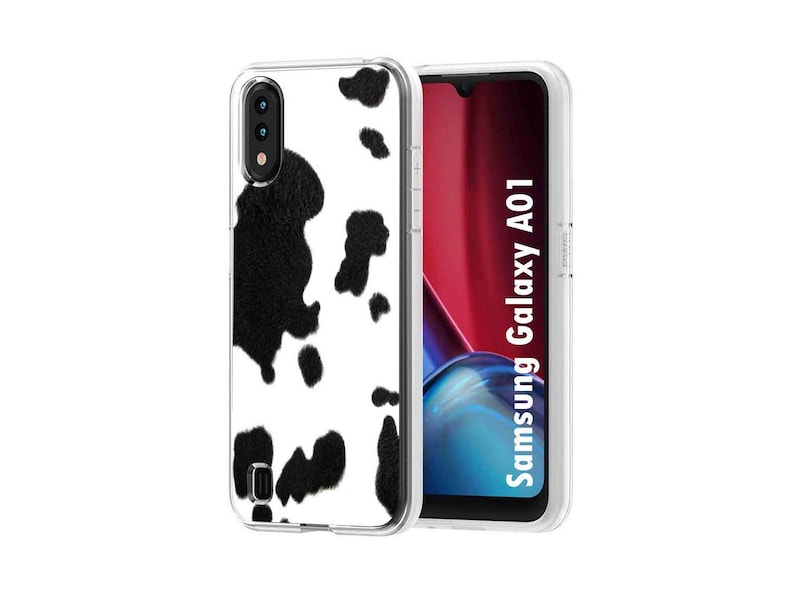 TPU Phone Case Cover for Samsung Galaxy A01,Cow Print3 leopard leather Background Print,Design in USA