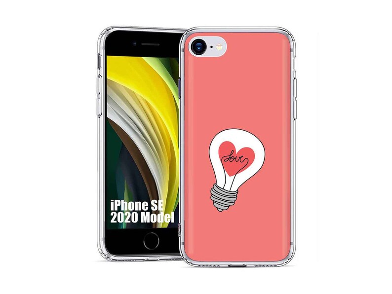 TPU Phone Case Cover for Apple iPhone SE 2020,78,Love Light Bulb Pink Print,Designed in USA