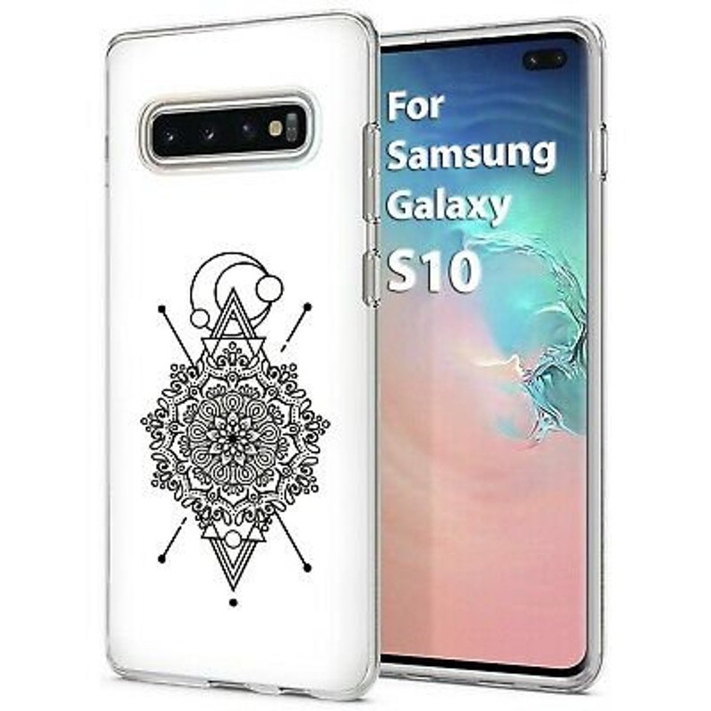 Thin Gel Phone Case for Samsung Galaxy Note 10,S10,A10E,Geometric Mandala Print