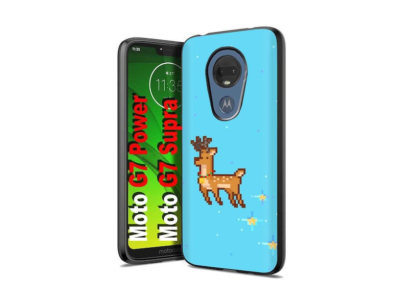 Thin Gel Phone Case for Motorola moto g7 power,Reindeer Print