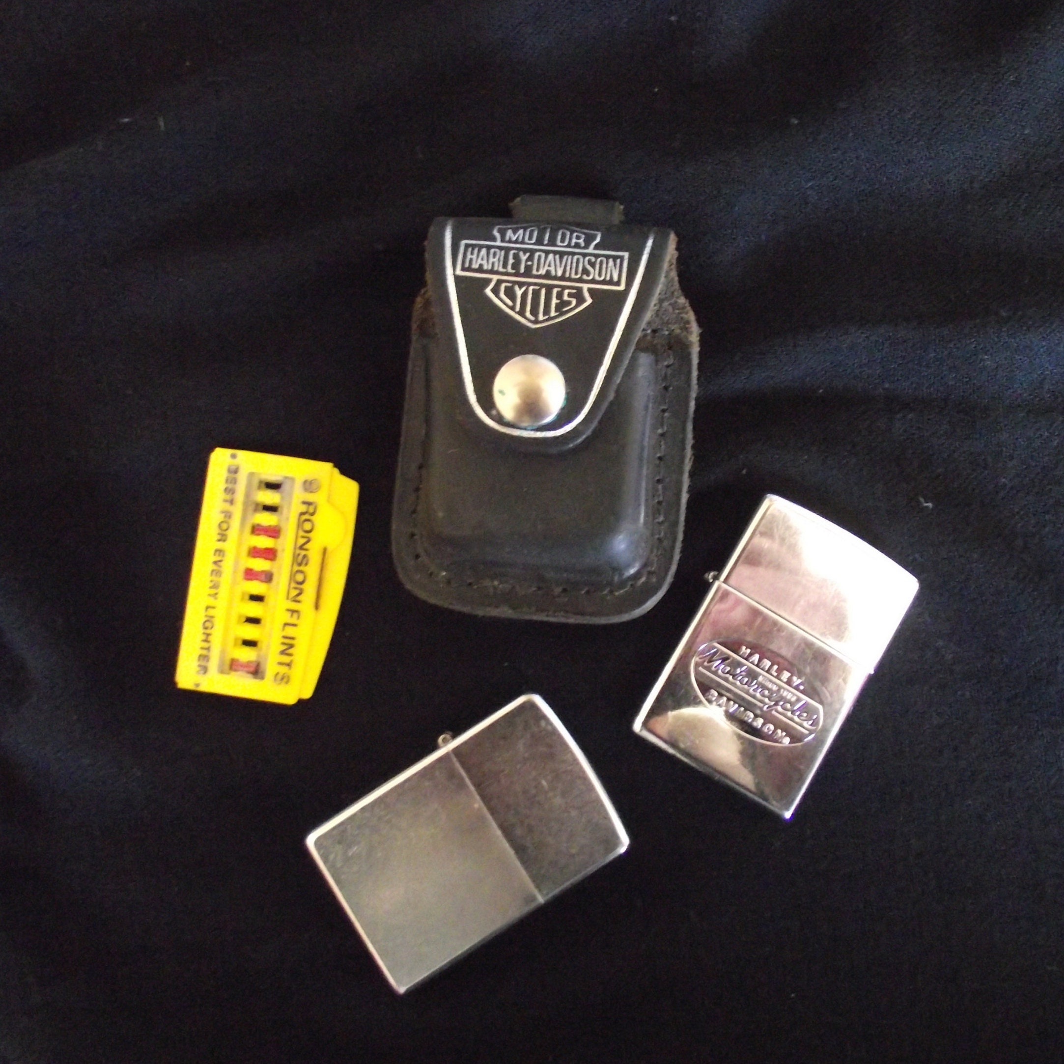 Vintage Harley Davidson Lighter, Brushed Chrome Lighter, Leather 