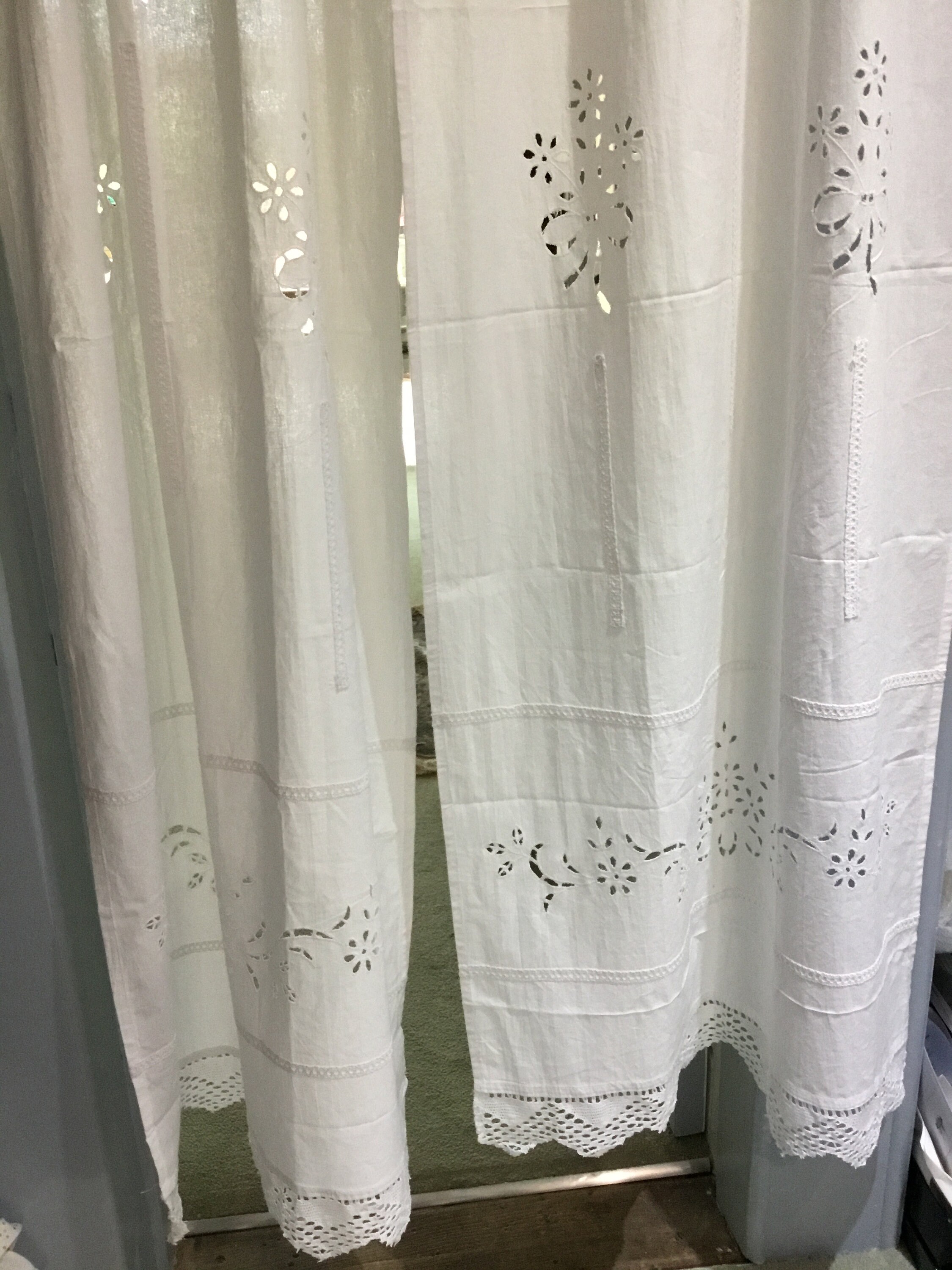Eyelet white cotton curtains Etsy