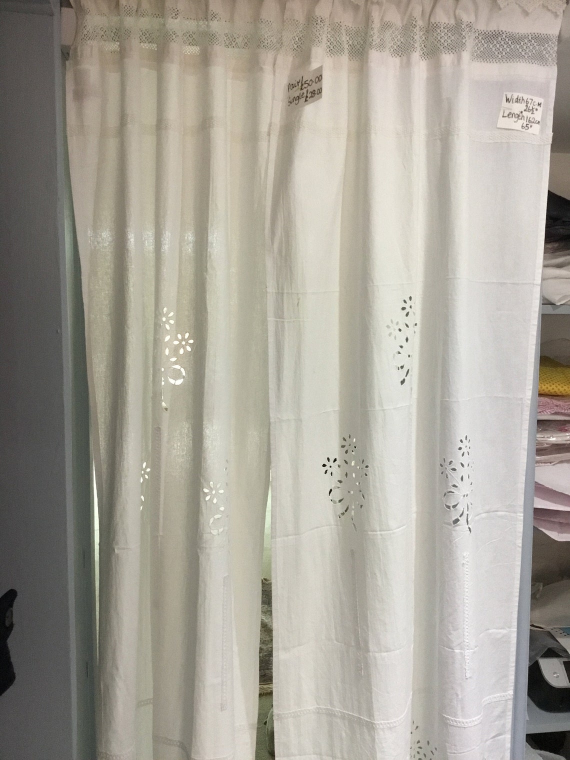 Eyelet white cotton curtains Etsy