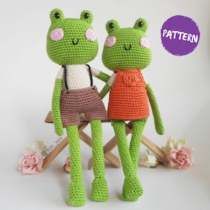 Fred and Meg the Frogs Crochet Pattern - Amigurumi PDF file