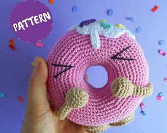 Happy Donut Amigurumi patroon - gehaakt PDF-bestand