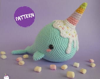 Ice Cream Narwhal Amigurumi Pattern - Crochet PDF File