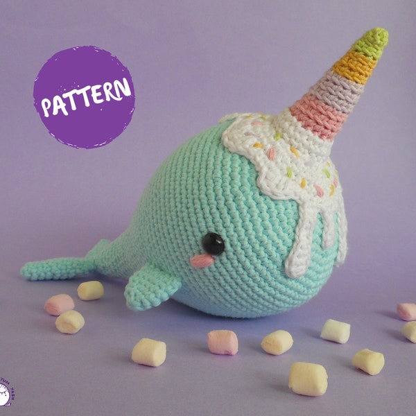 Ice Cream Narwhal Amigurumi Pattern - Crochet PDF File