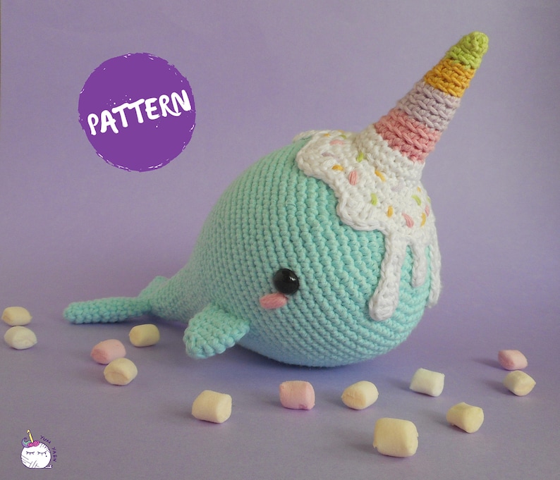 Ice Cream Narwhal Amigurumi Pattern Crochet PDF File image 1