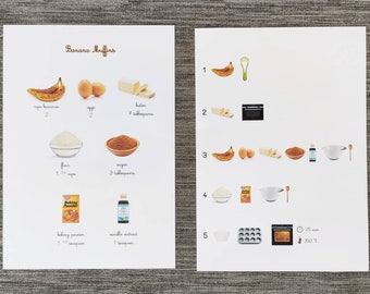 Receta visual Montessori - Muffins de Plátano - Multilingual (EN-FR) - Material educativo - Imprimible