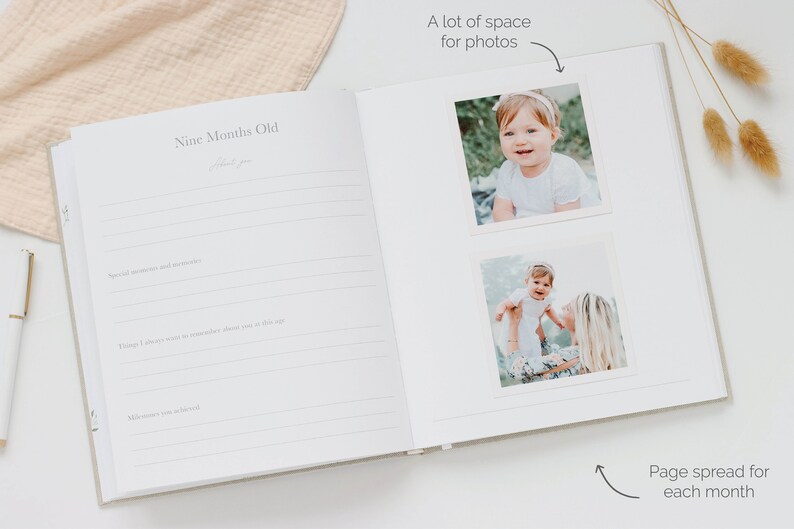 Personalized Baby Book | Baby Memory Book | Gender Neutral Baby Album | First Year Milestone Book | Expecting Mom Gift | Baby Shower | Baby First Year Journal