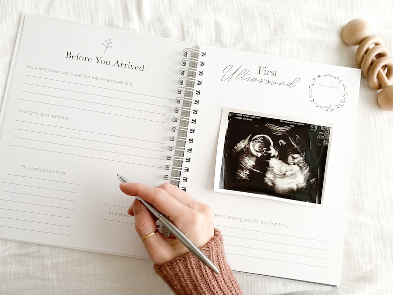 A pregnancy book for documenting your pregnancy milestones and memories.

Pregnancy Journal | Pregnancy Keepsake | Pregnancy Gift |Baby Shower Gift | Pregnancy Announcement | Pregnancy Memory Book
