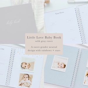 Baby Book First Year Baby Journal Baby Memory Book New Baby Gift Baby Album Baby Girl Newborn Girl Baby Girl Gift Gray