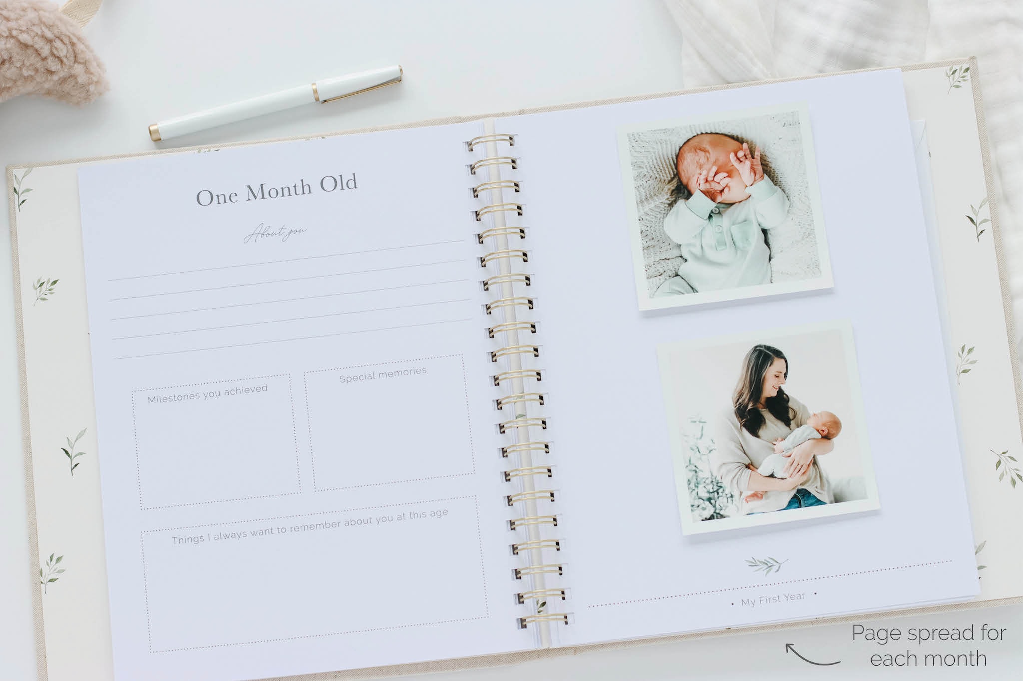 Lanpn - Libro De Recuerdos Para Bebé, Libro De Lino Para Bebé, Recuerdo