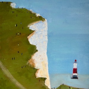 Beach Head Lighthouse Oil Painting Seascape Original Art Lighthouse Wall Art Lighthouse Art Painting on 13x15 inch Artwork by ArtByMalsag