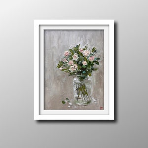 Blumen Ölgemälde Blumen in einer Vase Gemälde Original Kunst Blume in der Vase Wandkunst auf 8x6 in Kunstwerk von ArtByMalsag