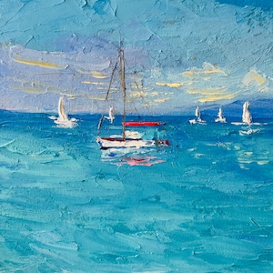 Sailboat Oil Painting Seascape Painting Sailboat Painting Sailboat Original Art Sailboat Wall Art Sailboat Artwork by ArtByMalsag
