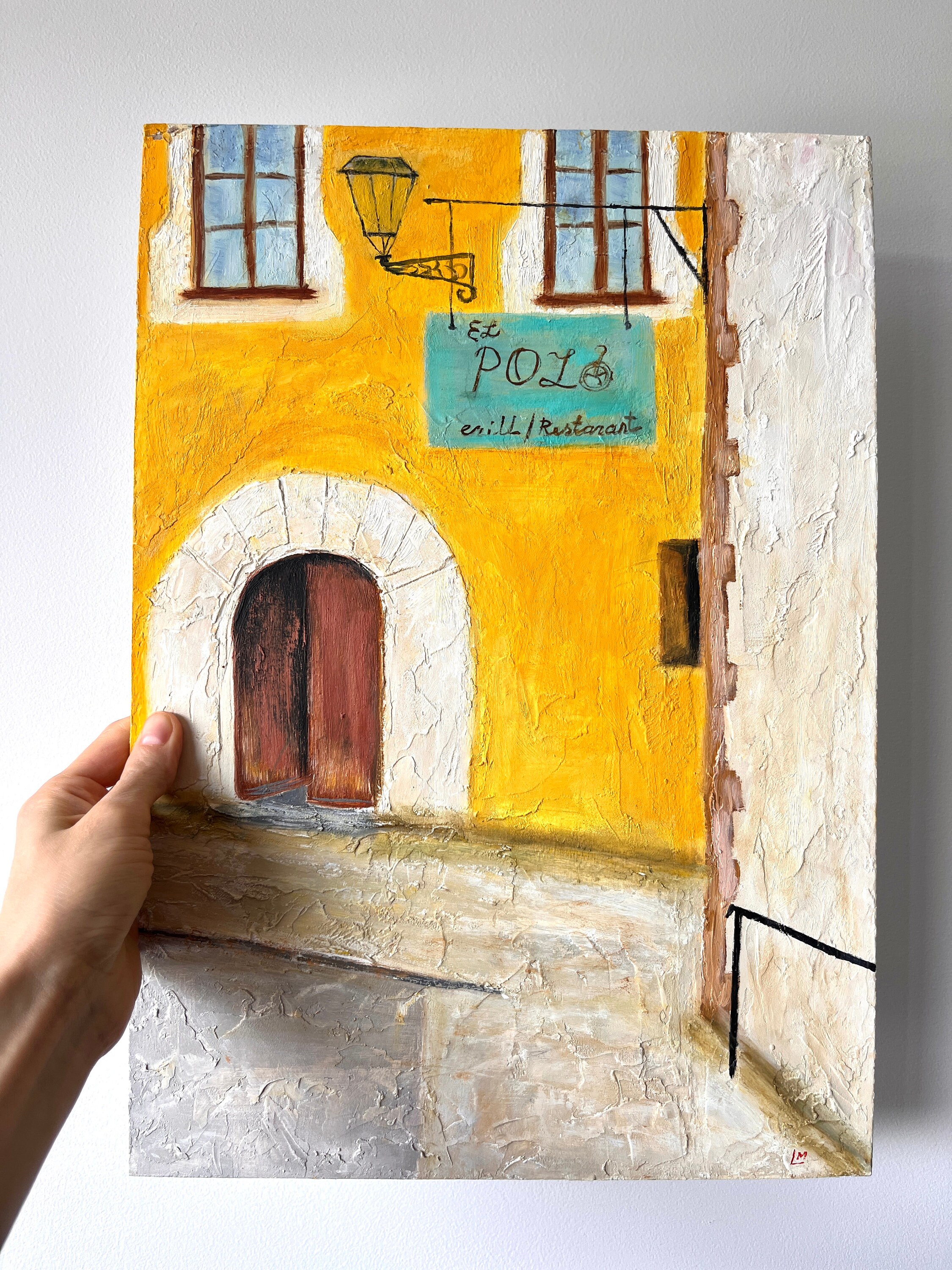 スペインの都市油絵スペインオリジナルアートストリートスペインアート