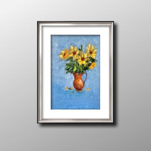 Gele bloemen olieverfschilderij Gele bloemen schilderij Bloemen originele kunst Bloemen wandkunst Bloemen kunstwerk op 8x6 inch door ArtByMalsag