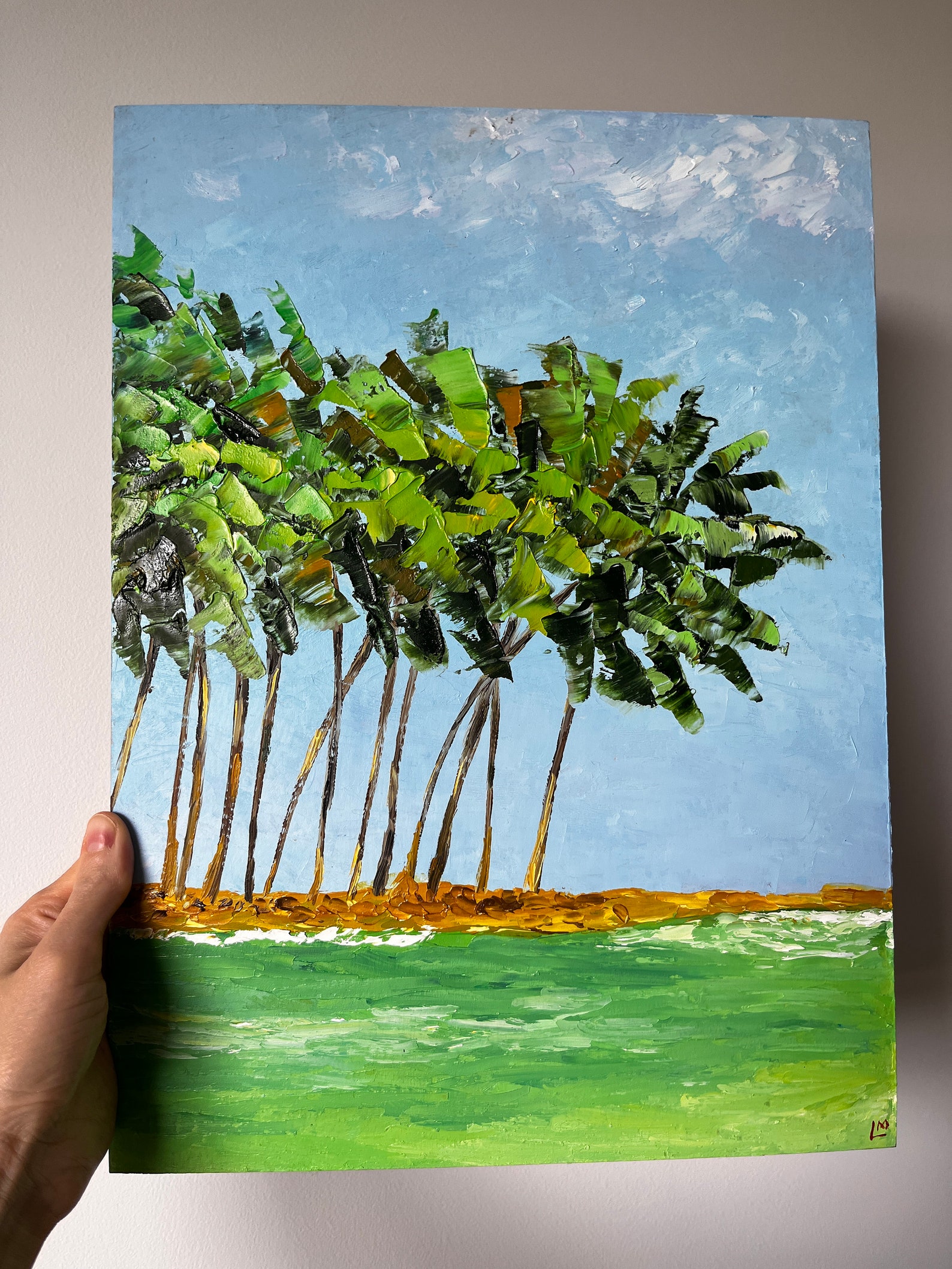 Palm Trees Oil Painting Palm Trees Original Art Palm Trees Beach Wall ...