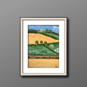 Peinture à l'huile de ferme, maison solitaire, paysage, art original, peinture de maison solitaire sur 7x5, œuvre d'art par ArtByMalsag