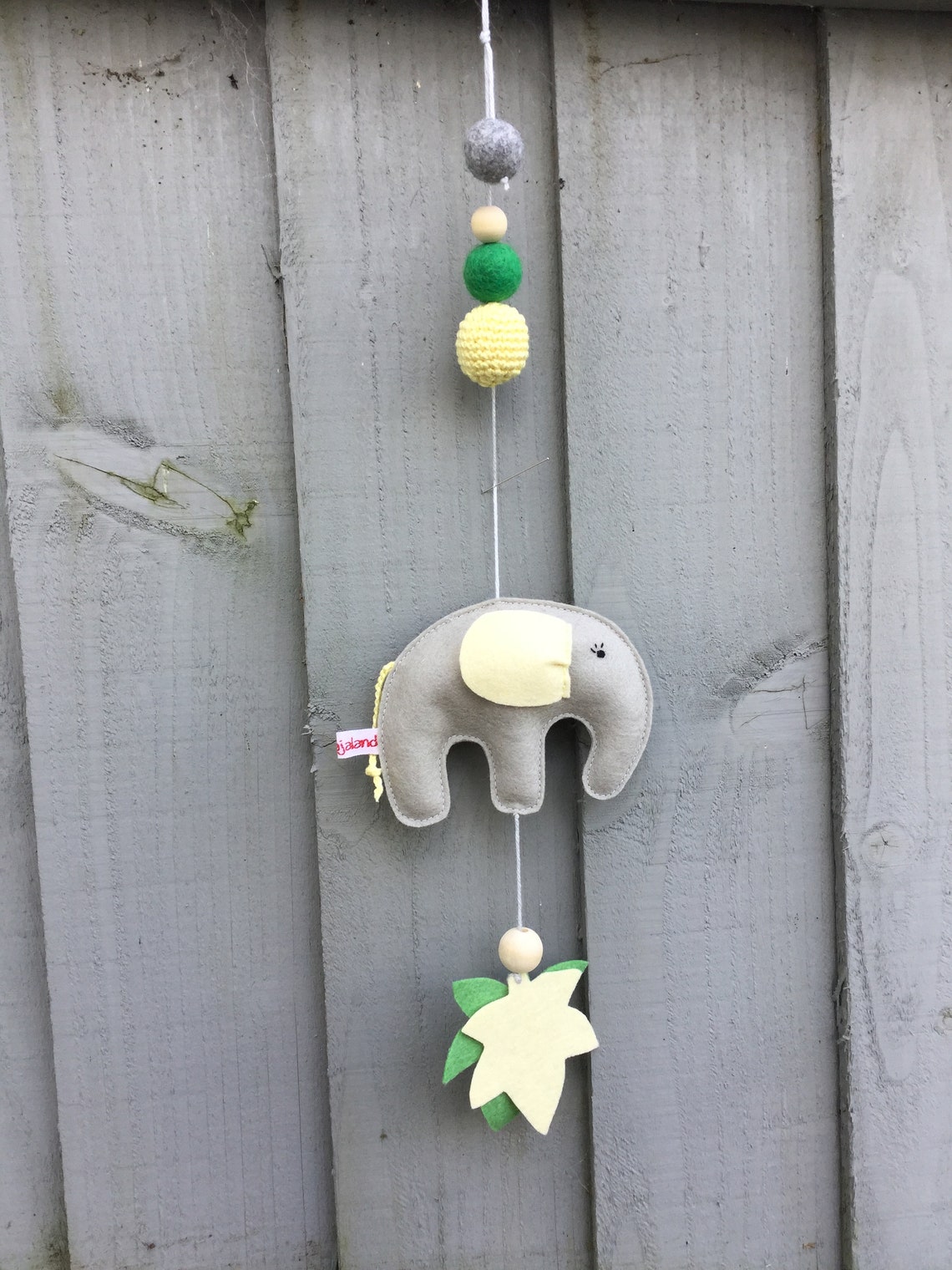 Nursery hanging decoration Elephant Wool felt decoration Etsy