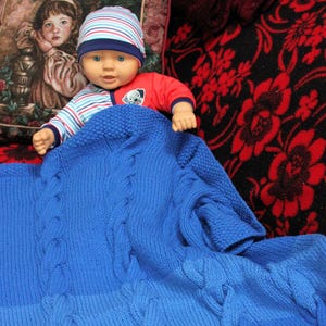 Shaded Cable Knit Baby Blanket/Lapghan