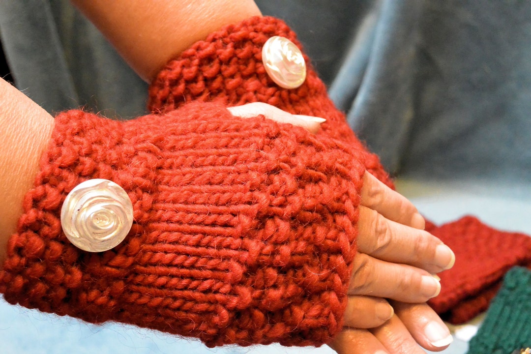 Knitted Wrist Warmers Etsy
