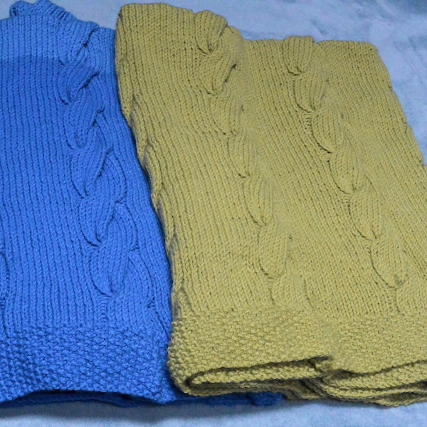 Shaded Cable Knit Baby Blanket/Lapghan