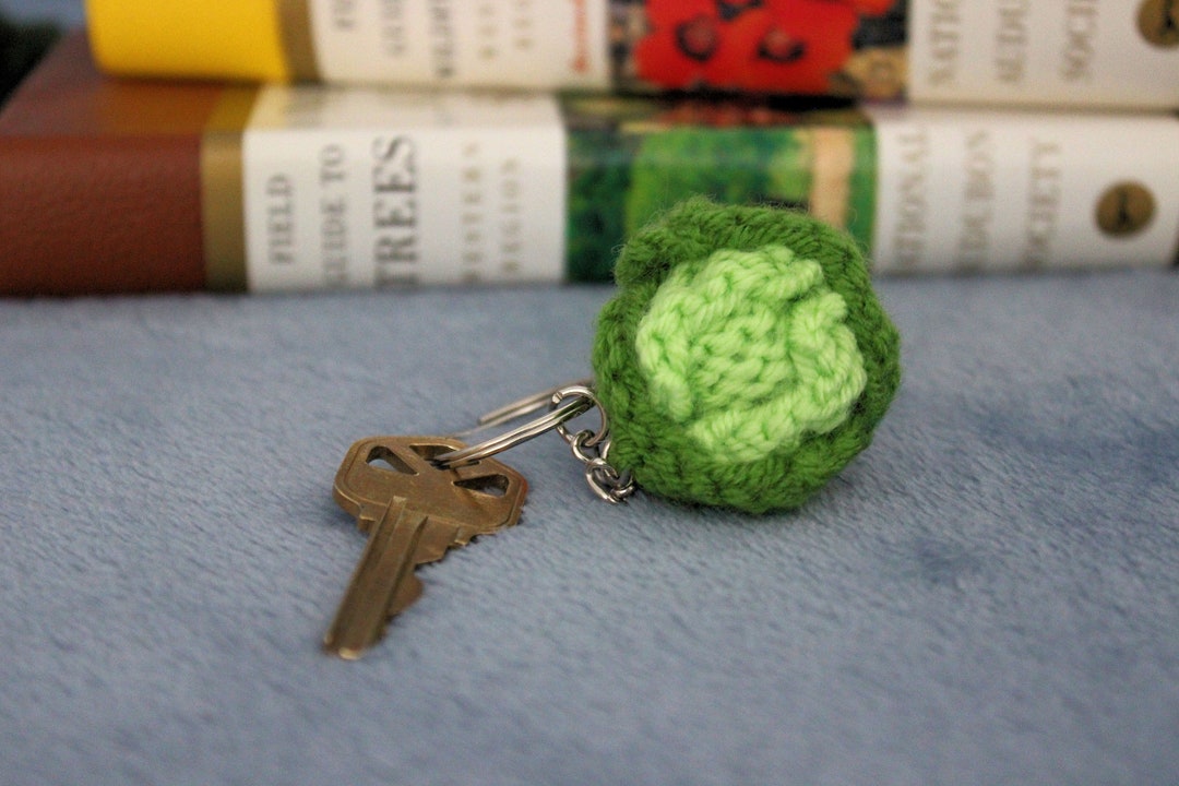 Knitted Cabbage Keychain Etsy