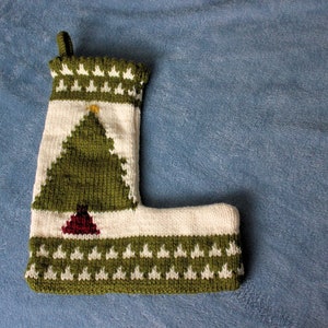 Knitted Christmas Tree Stocking With Lining